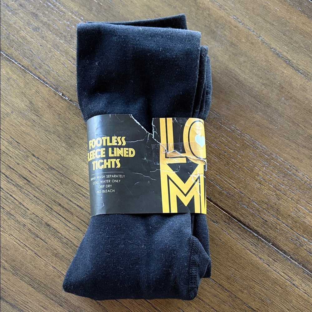 Vintage 90's Black Footless Fleece Lined Tights NWT Comfortable Retail $28